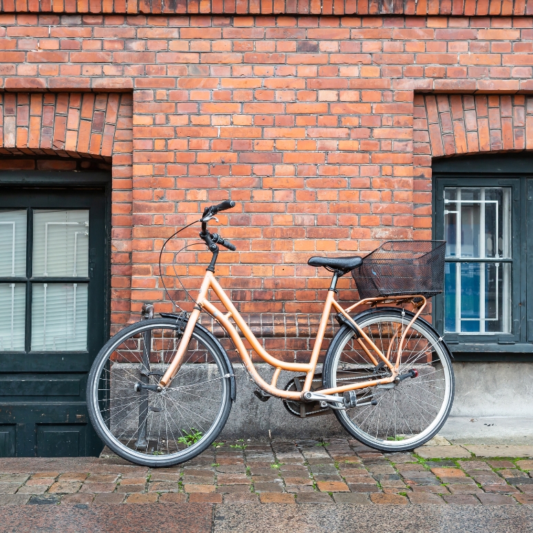 Parking b.icycle on a facade of a residential building