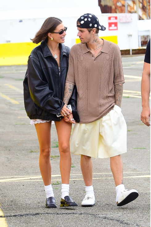 Hailey Bieber and Justin Bieber are seen on August 29, 2023 in New York City.