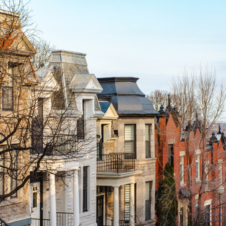 Colorful residential houses in Montreal