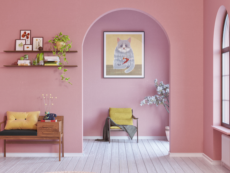 Spanish villa with portrait of cat