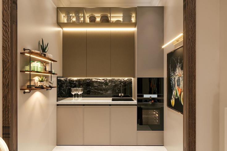 Modern Design of Kitchen with mood lighting throughout