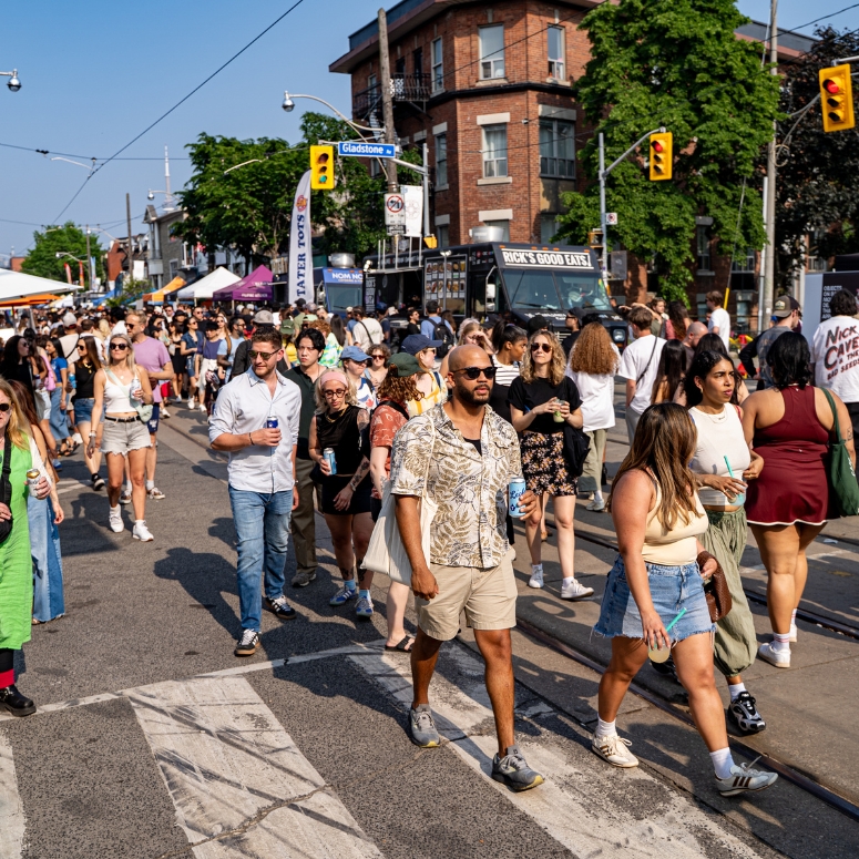 Crowded people at Do West Fest in Toronto.