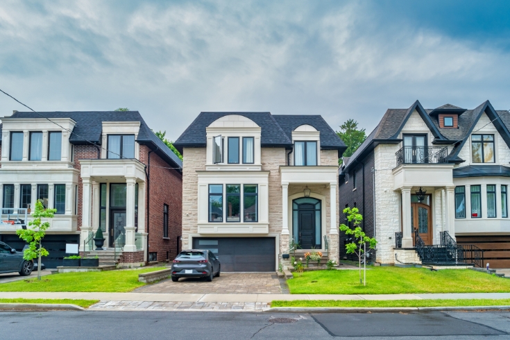 Large, new houses in a residential district in Toronto